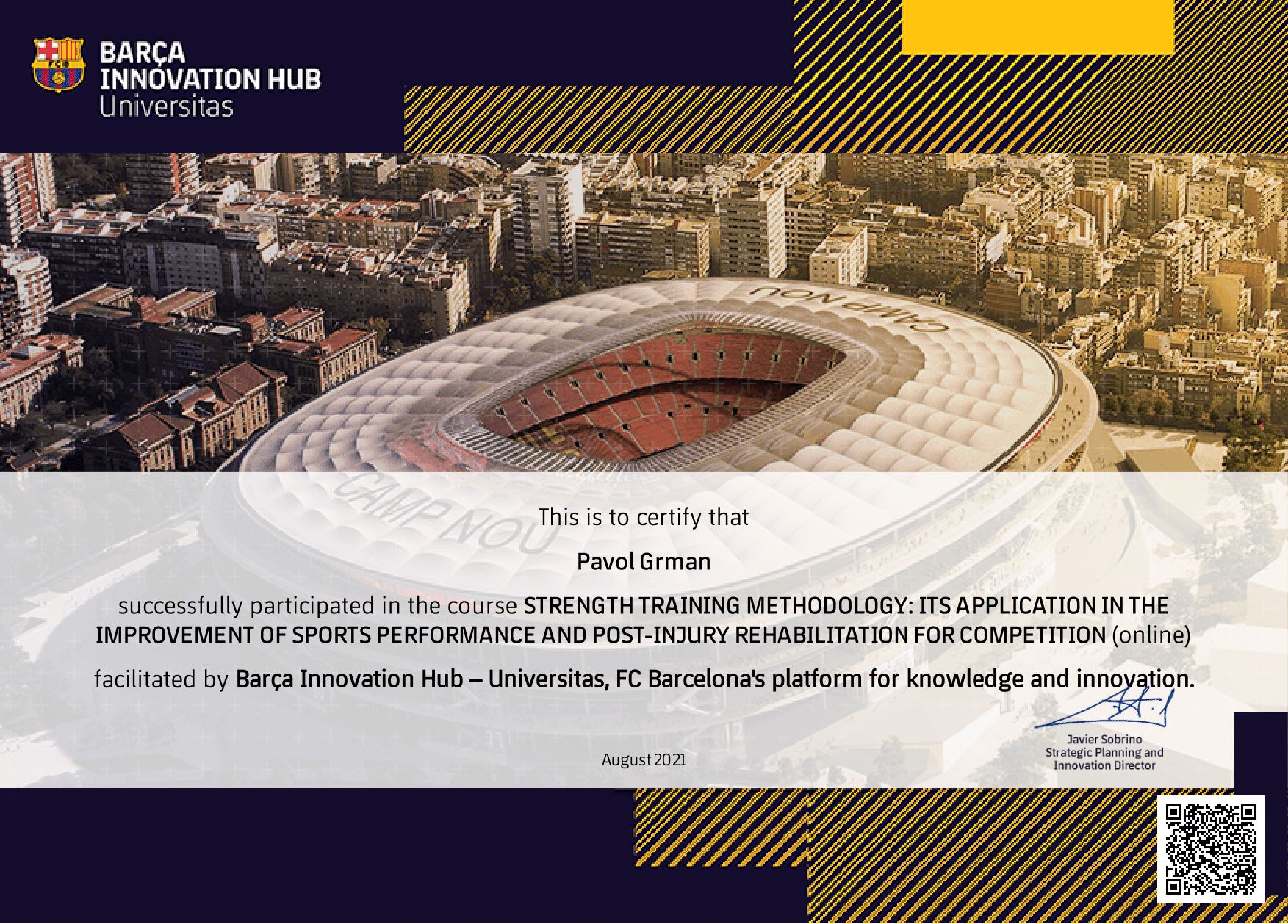 Pavol Grman - FC Barcelona Certifikácia